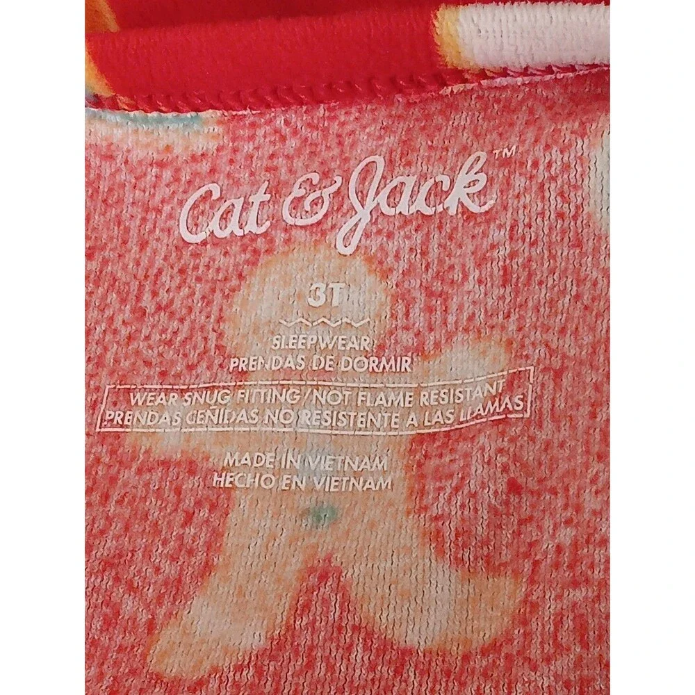 pajama 3T Cat And Jack 2 piece Holiday Christmas sleepwear Set Red Microfiber
